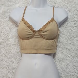 Aerie Beige Lace Trim Bralette Womens Size Small